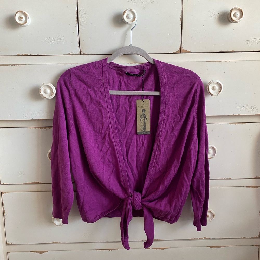 NWT Peruvian Connection Nikki Tie-Waist Cardigan